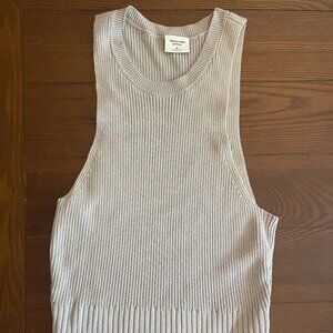 Abercrombie Rib Mix High-Neck Tank in Taupe